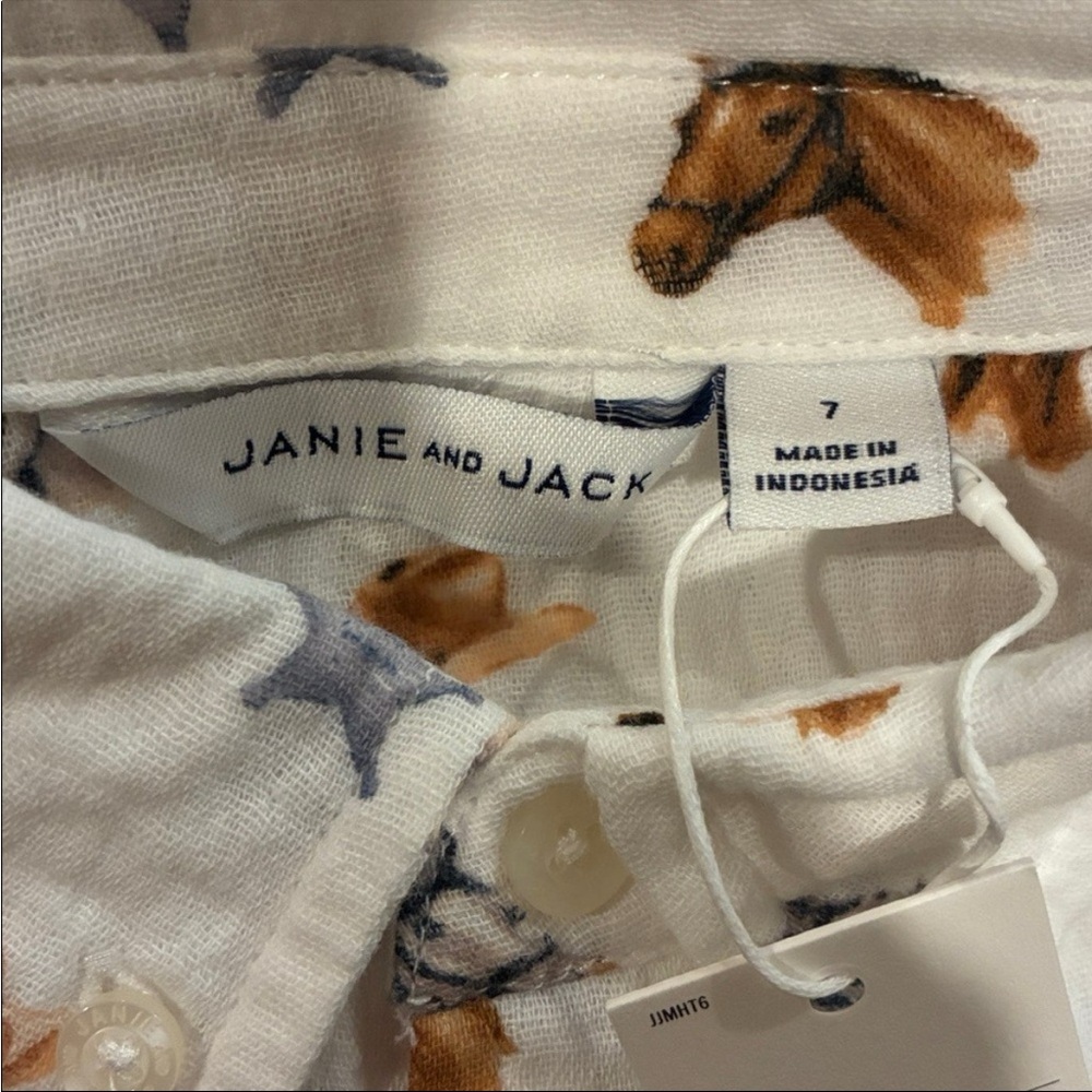 NWT- Janie and Jack Cowboy Horse Print White Shirt - Picture 5 of 6